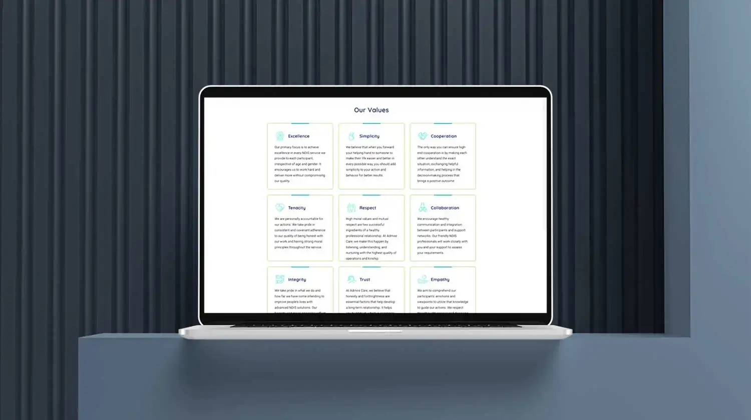 Admire Care NDIS platform main interface