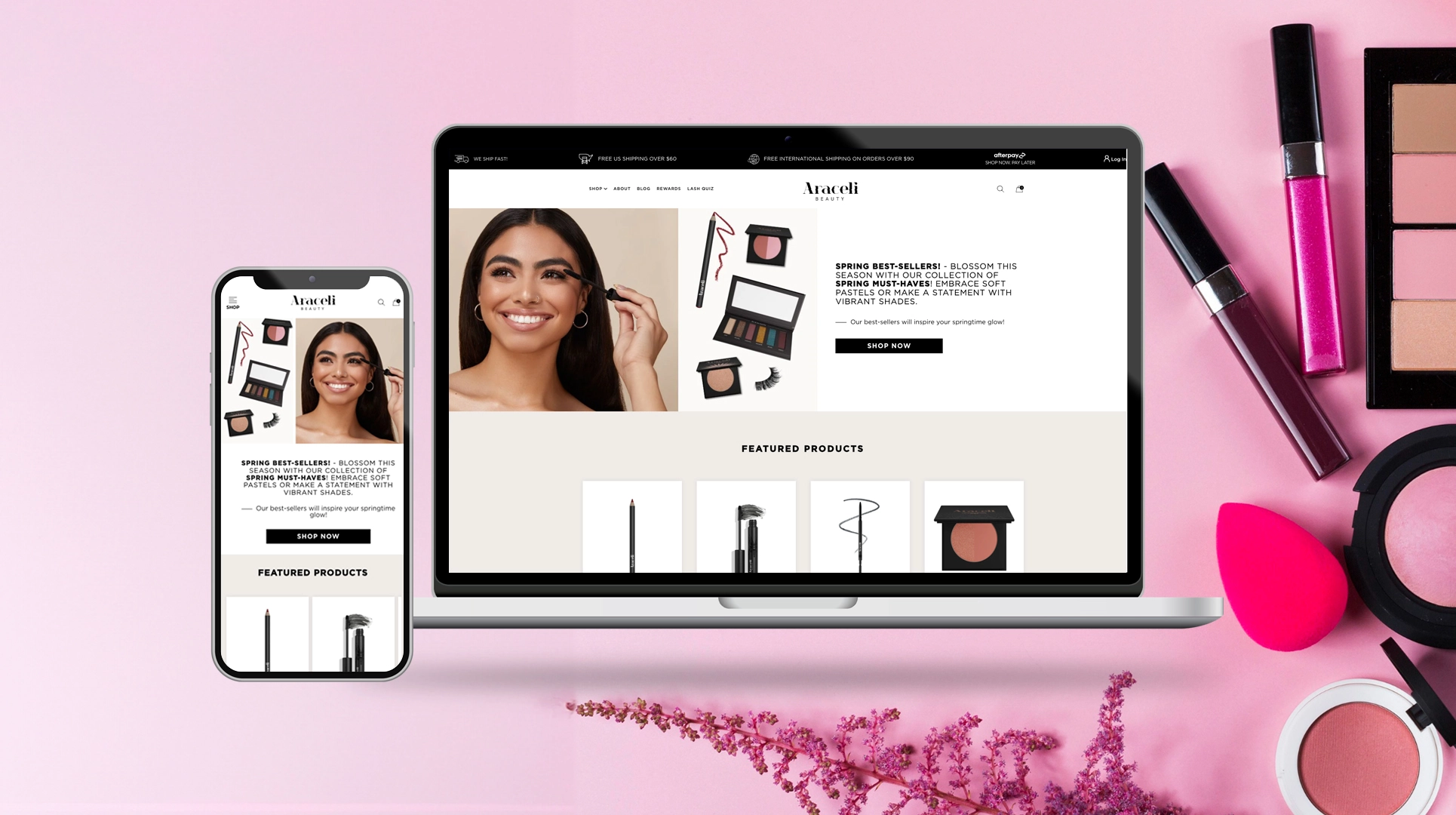 Araceli Beauty Shopify Work - main banner eCommerce platform by Metizsoft