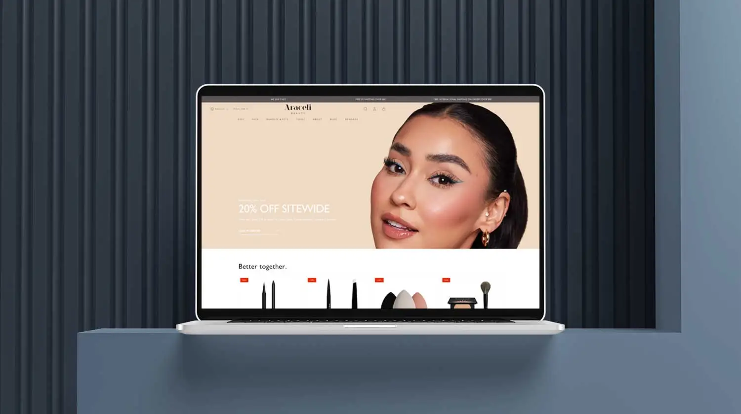 Araceli Beauty Shopify Work - homepage design by Metizsoft