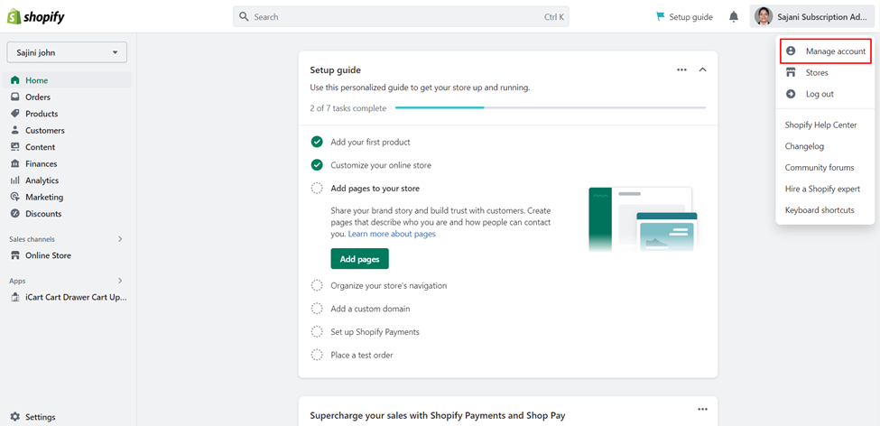 Manage Account
