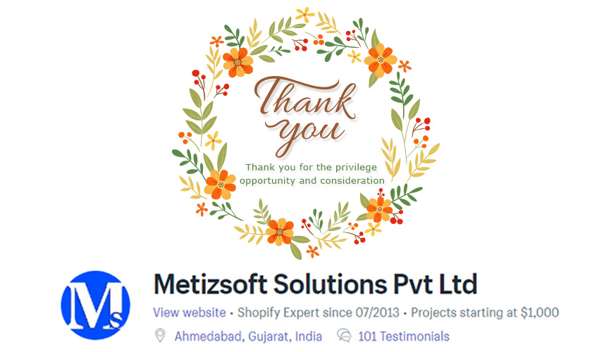 Thank You for 100+ Reviews on Shopify Experts – Metizsoft Solutions