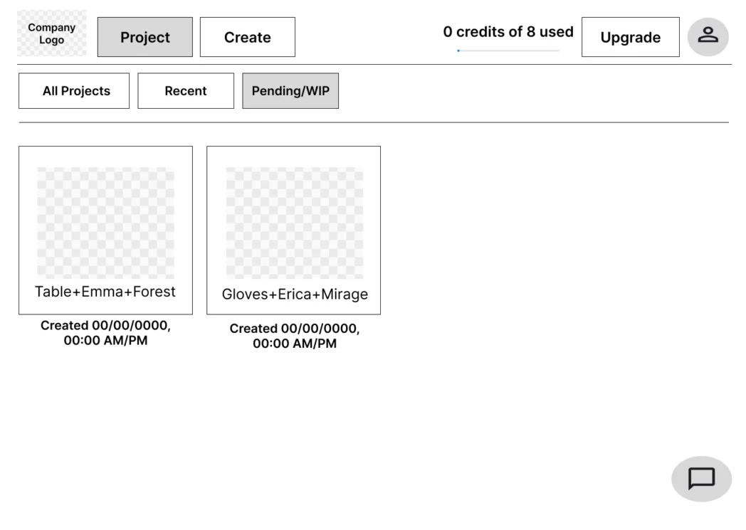Wireframe - WIP Projects